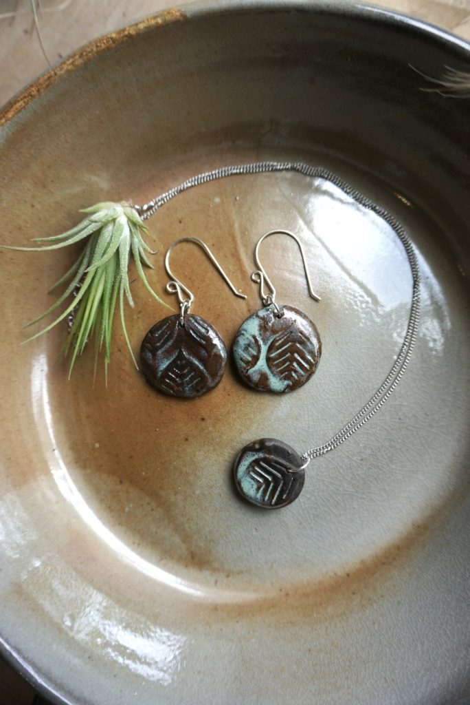 Earring Turq Leaf